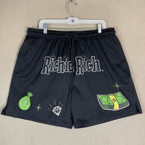 Richie Rich x Shoe Palace Short Mens 2XL Black Graphic Print Mesh Lined Athletic